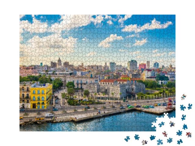 Puzzle 1000 Teile „Skyline der Innenstadt am Malecon, Havanna, Kuba“