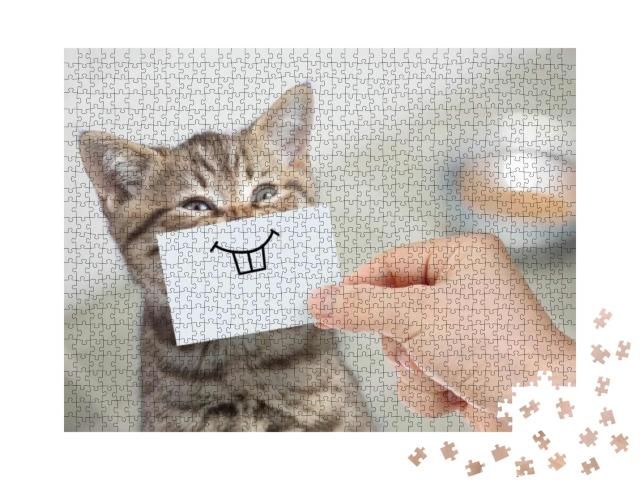 Puzzle 1000 Teile „Kleine Katze mit einer lustigen Maske“