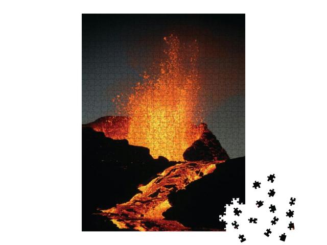 Puzzle 1000 Teile „Aus dem Kilauea-Vulkan spritzt heiße Lava“