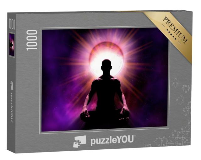 Puzzle 1000 Teile „Macht der Meditation: Geist, Silhouette einer Person“