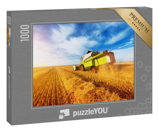 Puzzle 1000 Teile „Mähdrescher-Ernte im goldenen Weizenfeld“