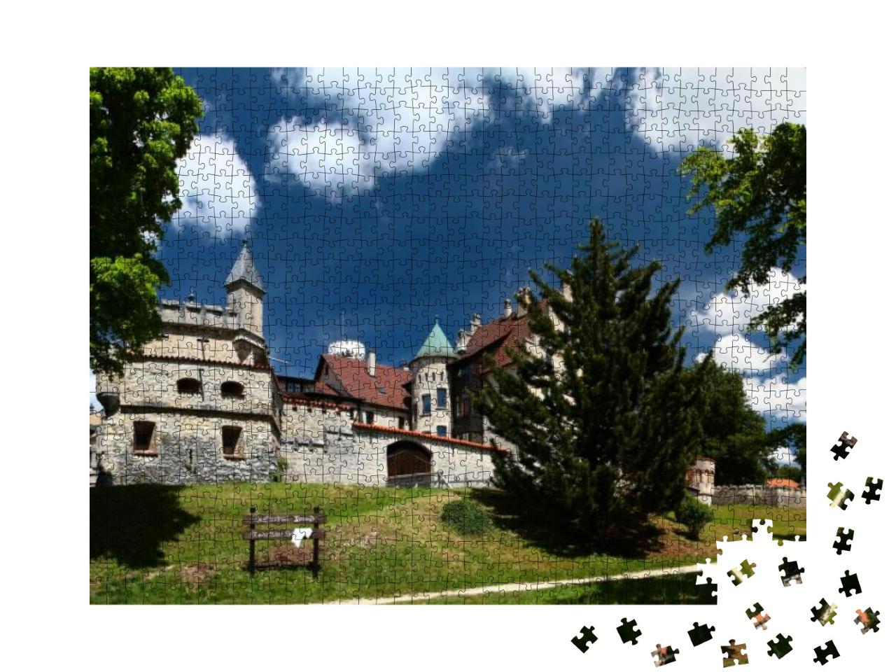 Puzzle 1000 Teile „Sommerliche Ansicht von Schloss Lichtenstein“