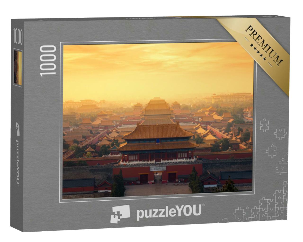 Puzzle 1000 Teile „Sonnenaufgang über dem Verbotenen Palast in Peking Stadt, China“