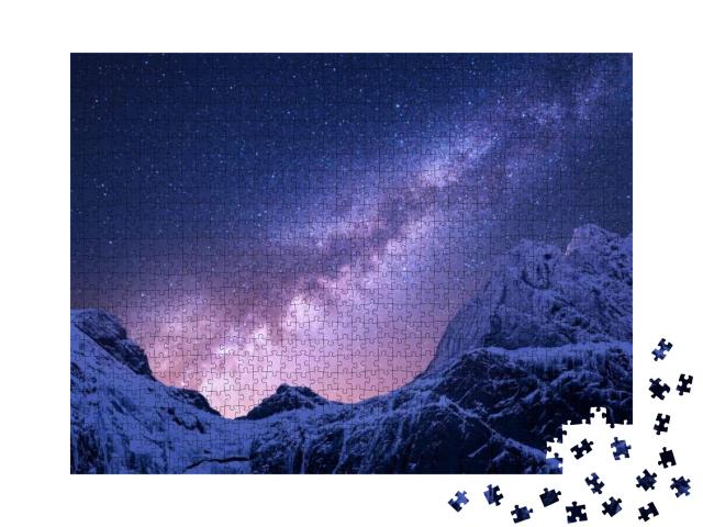 Puzzle 1000 Teile „Milchstraße über verschneiten Bergen des Himalaya, Nepal “