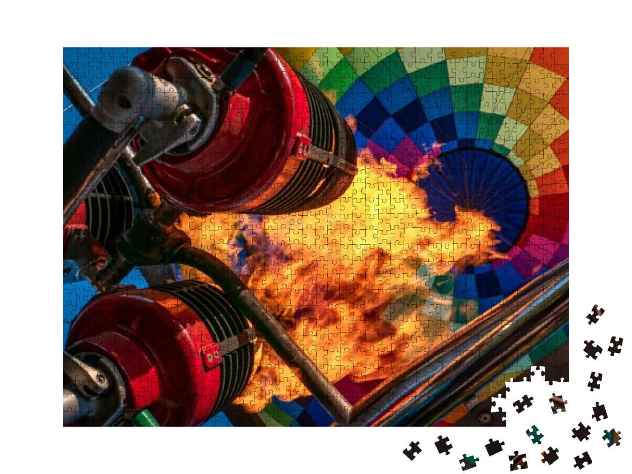 Puzzle 1000 Teile „Gasbrenneranlage in Aktion beim Befüllen eines Heißluftballons “