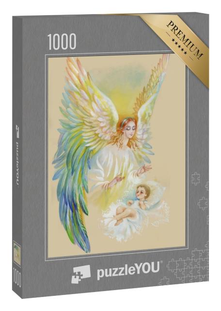 Puzzle 1000 Teile „Engel mit Flügeln fliegt über Kind “