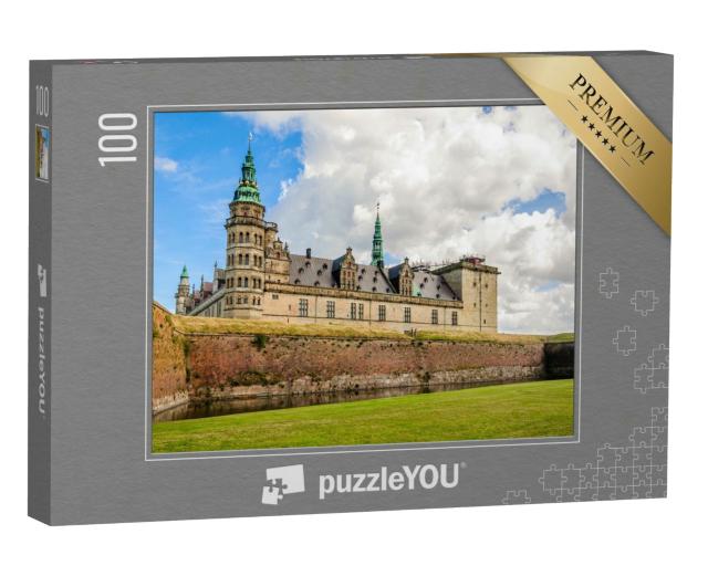 Puzzle 100 Teile „Panoramablick auf die Ziegelmauer um Schloss Kronborg in Helsingor “