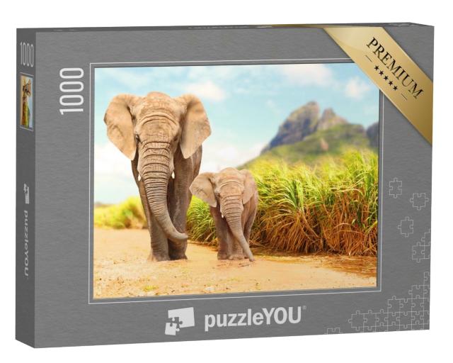 Puzzle 1000 Teile „Afrikanische Busch-Elefanten, Wildreservat“