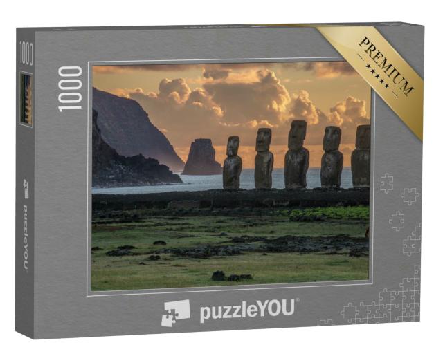 Puzzle 1000 Teile „Moai-Statuen auf der Osterinsel, Rapa Nui National Park, Chile“