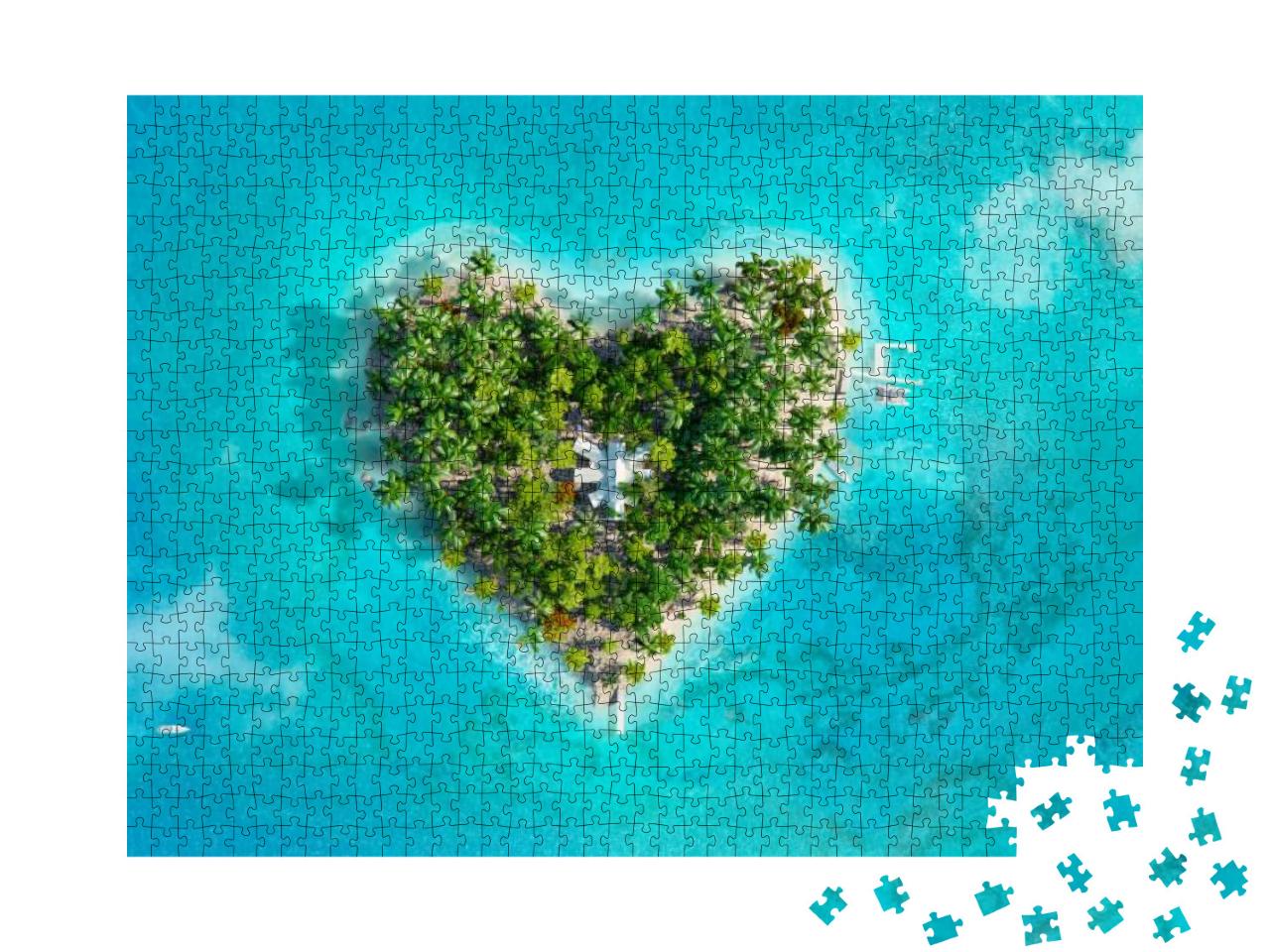 Puzzle 1000 Teile „Tropisches Inselparadies in Form eines Herzens“