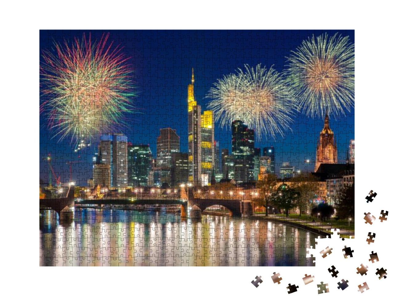 Puzzle 1000 Teile „Feuerwerk über Frankfurt am Main, Deutschland“