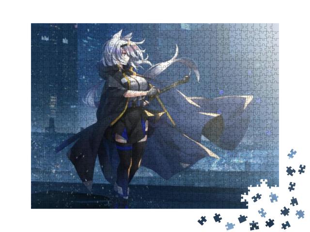 Puzzle 1000 Teile „Zeichnung eines Ritters, Mädchen-Anime“