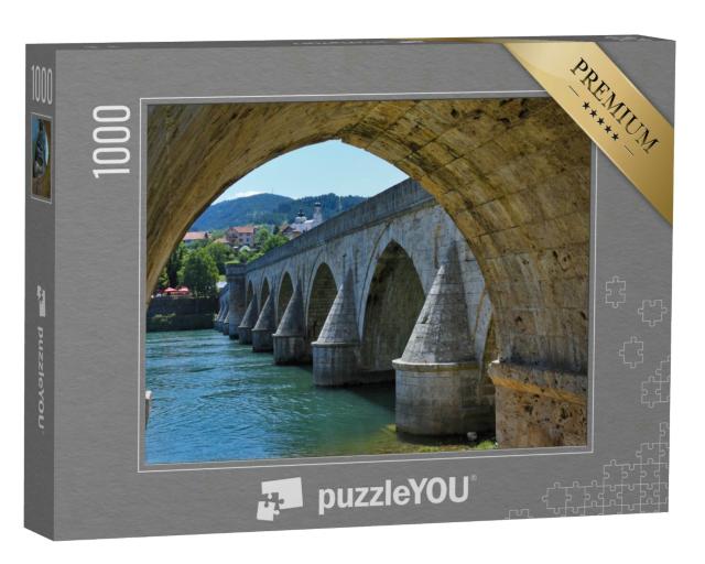 Puzzle 1000 Teile „Mehmed-Pasa-Sokolovic-Brücke über den Fluss Drina, Visegrad“