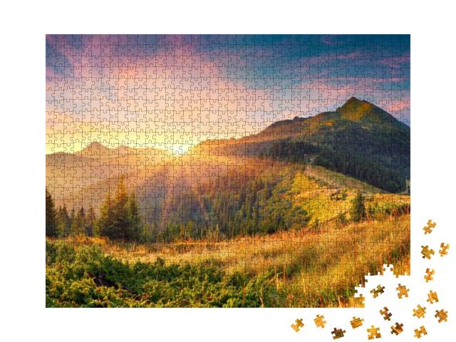 Puzzle 1000 Teile „Atemberaubender Sonnenaufgang in den Karpaten“