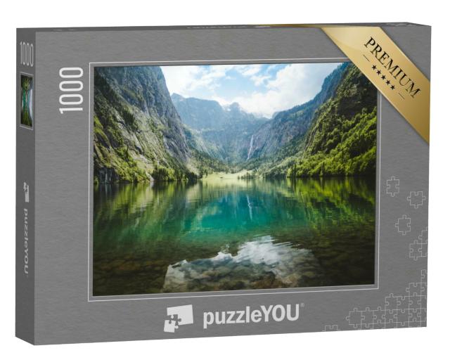 Puzzle 1000 Teile „Panoramablick auf den idyllischen Obersee, Bayerische Alpen, Deutschland“
