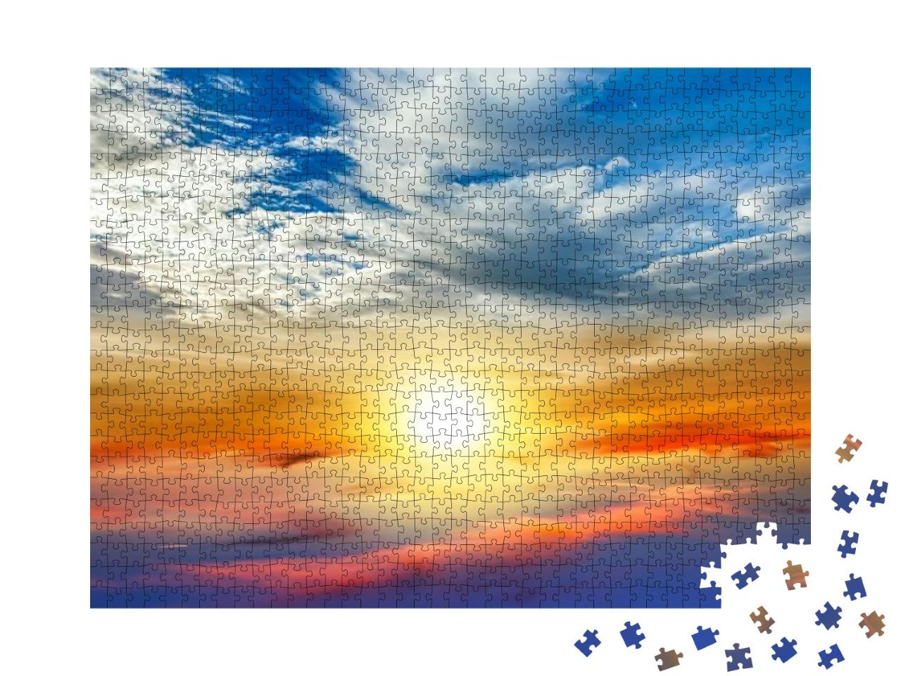 Puzzle 1000 Teile „Farbenfroher Sonnenuntergang über den Wolken“