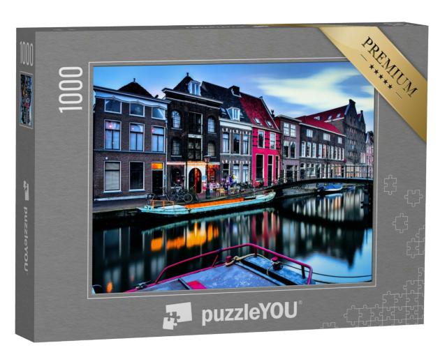 Puzzle 1000 Teile „Gracht in Amsterdam am Abend“
