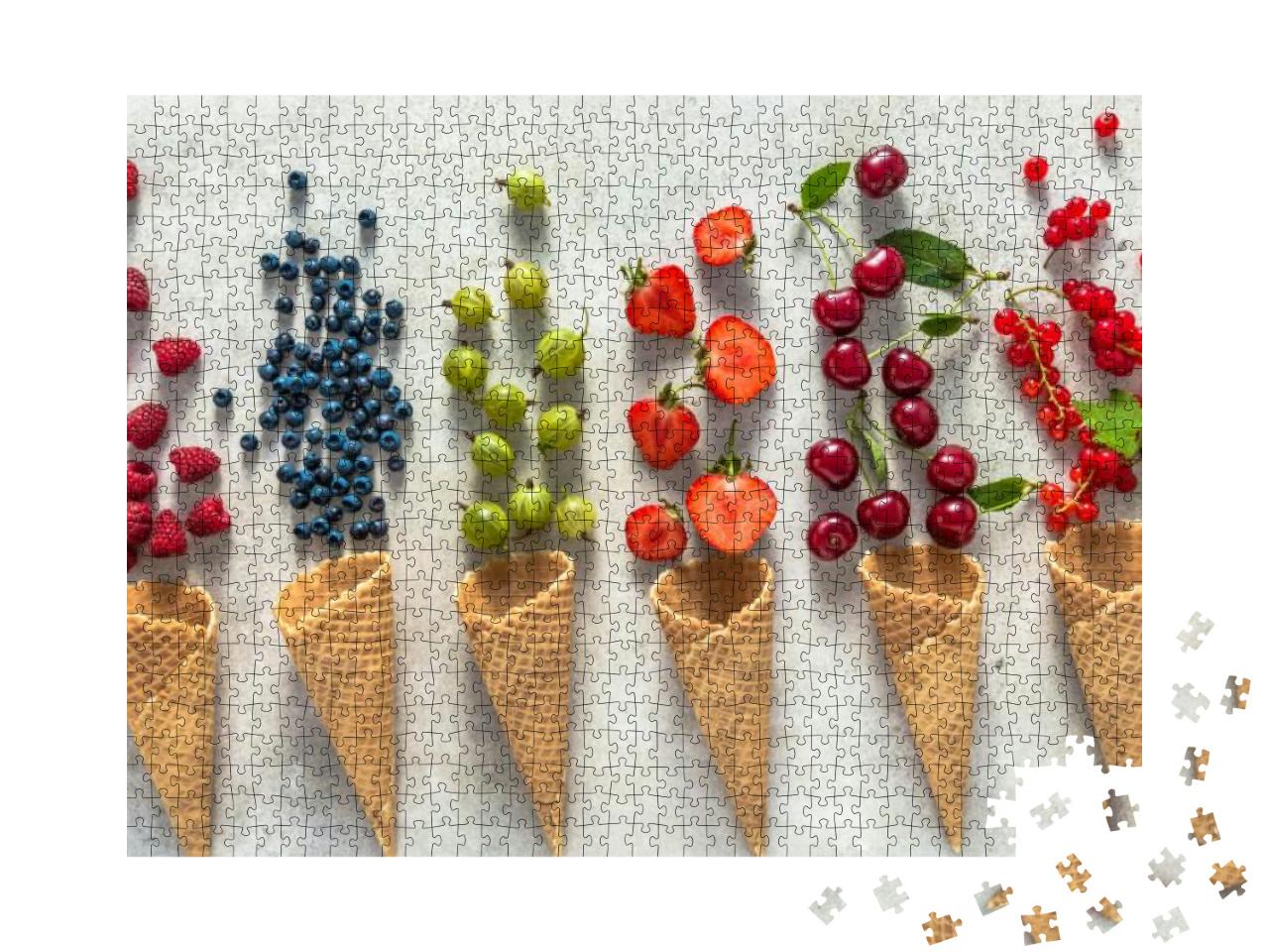 Puzzle 1000 Teile „Eiswaffeln mit Früchten “
