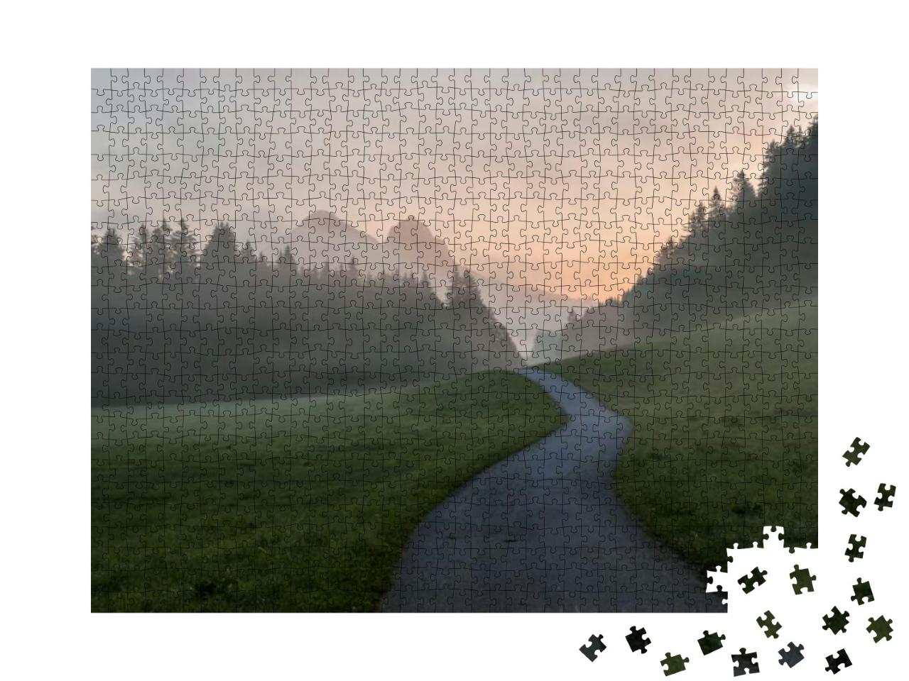 Puzzle 1000 Teile „Früher Morgen in den Alpen“