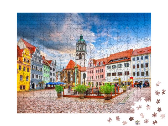 Puzzle 1000 Teile „Blick auf das Stadtbild der Elbestadt Meißen, Sachsen, Deutschland“