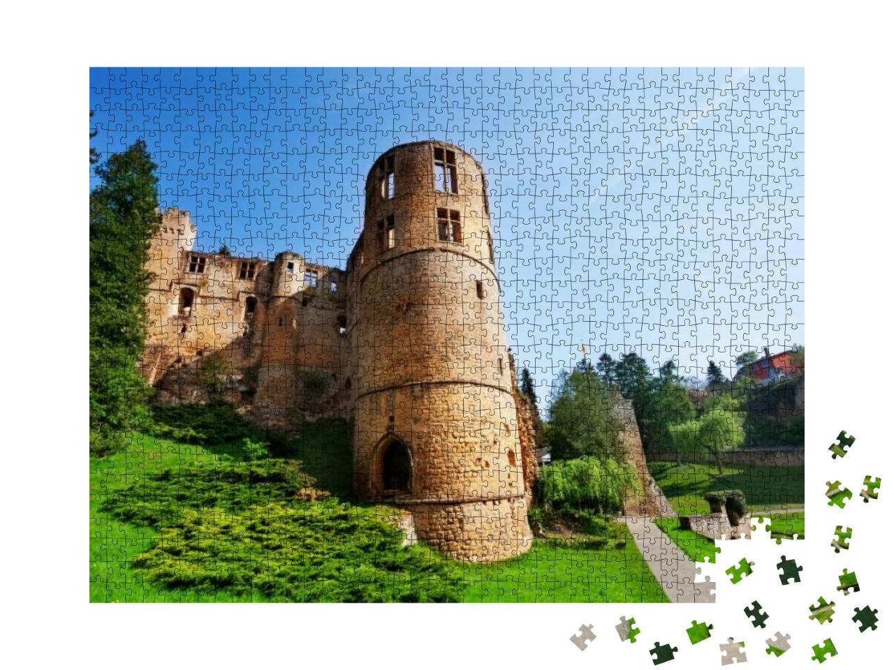 Puzzle 1000 Teile „Burgruine Beaufort an einem Frühlingstag, Luxemburg“
