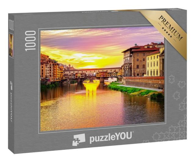 Puzzle 1000 Teile „Stadtbild von Florenz mit Brücke Ponte Vecchio, Italien“