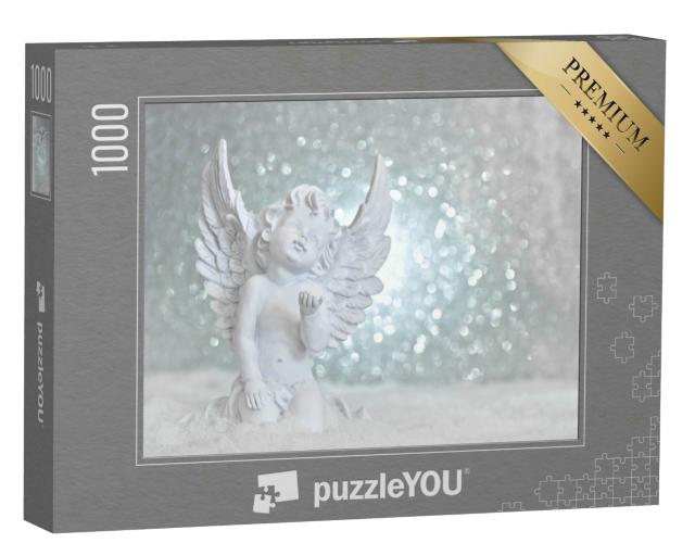 Puzzle 1000 Teile „Schutzengel im Schnee auf glänzenden Lichtern “