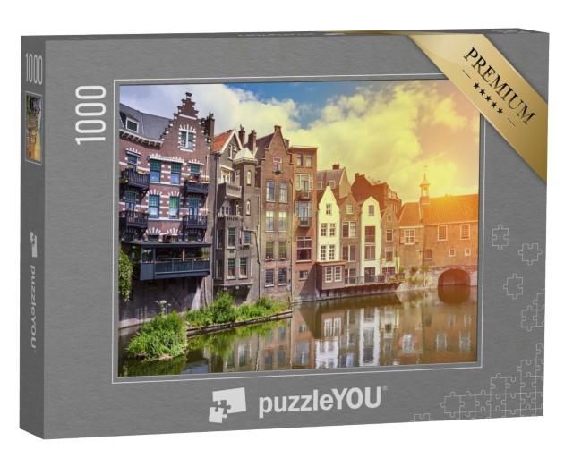 Puzzle 1000 Teile „Sonnenuntergang über Delfshaven in Rotterdam, Niederlande“