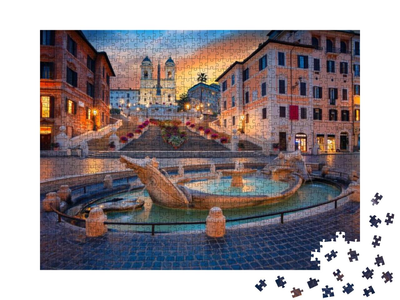 Puzzle 1000 Teile „Bild der Spanischen Treppe zum Sonnenaufgang, Rom, Italien“