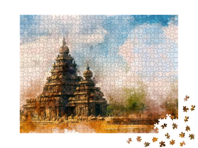 Puzzle 1000 Teile „Tempel von Mahabalipuram, Tamil Nadu, Indien“