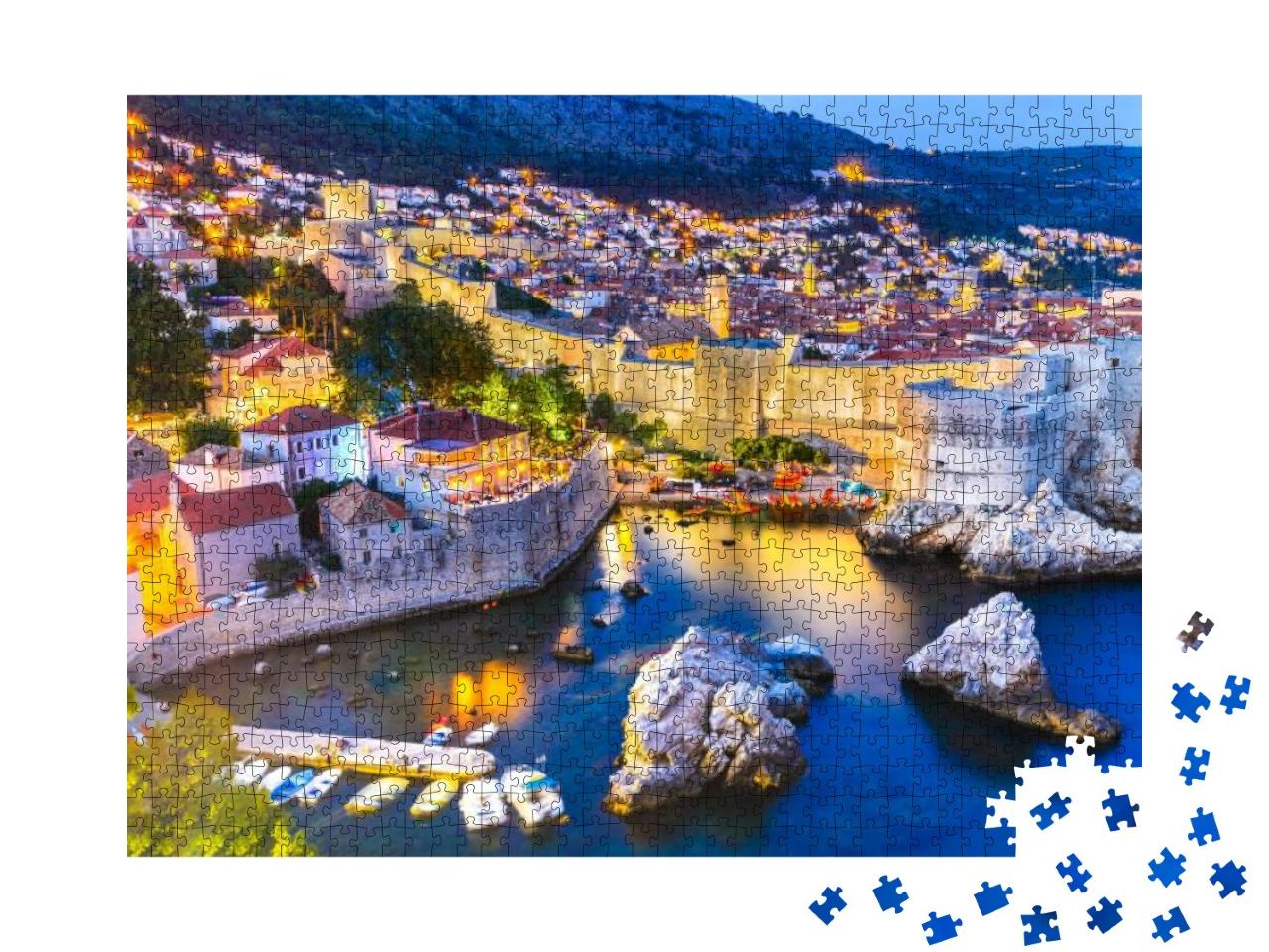 Puzzle 1000 Teile „Spektakuläre Dämmerung über Dubrovnik, Kroatien“