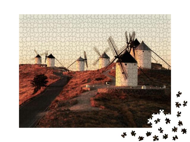 Puzzle 1000 Teile „Die Windmühlen von Consuegra, Kastilien-La Mancha, Spanien“