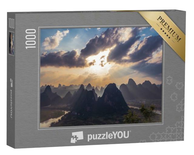 Puzzle 1000 Teile „Blick auf den Sonnenuntergang vom Laozhai-Berg, Guangxi, China“