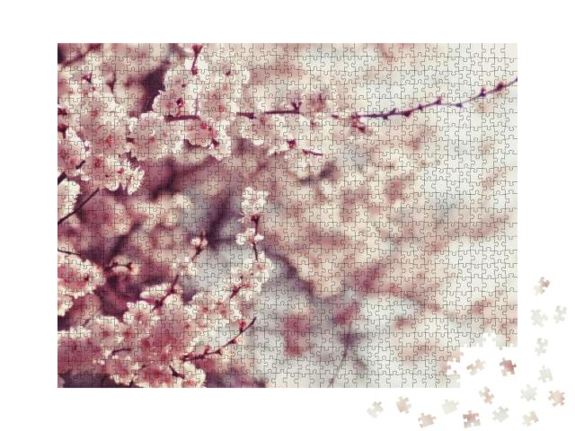Puzzle 1000 Teile „Zartrosa Kirschblüten im Frühling“
