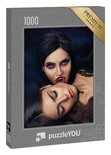 Puzzle 1000 Teile „Eine Vampirfrau beißt eine schlafende Schönheit“