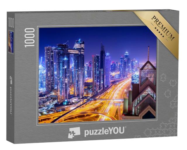 Puzzle 1000 Teile „Downtown Dubai bei Nacht“