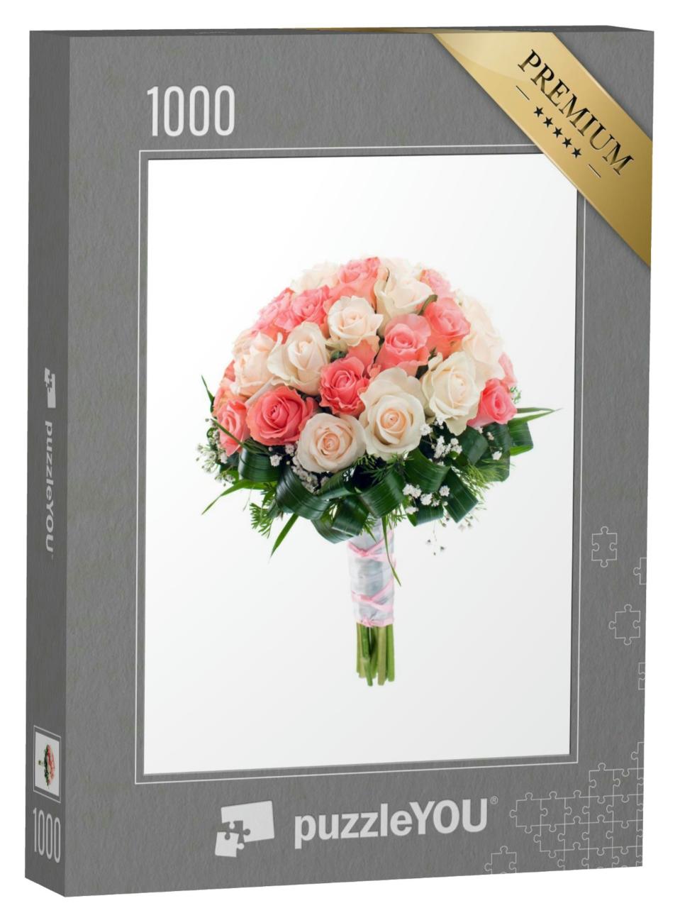 Puzzle 1000 Teile „Hochzeits-Brautstrauß aus Rosen“