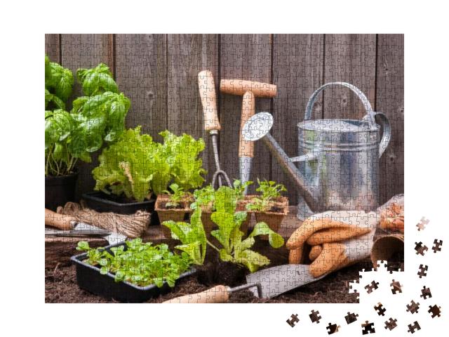 Puzzle 1000 Teile „Gartengeräte zum Setzen von Kopfsalat“