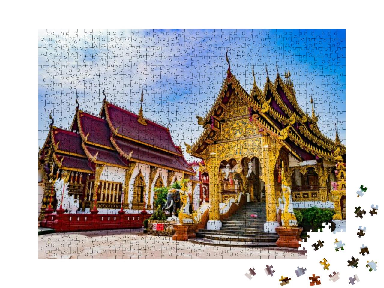 Puzzle 1000 Teile „Wunderschöner buddhistischer Tempel Chiang Mai, Thailand“