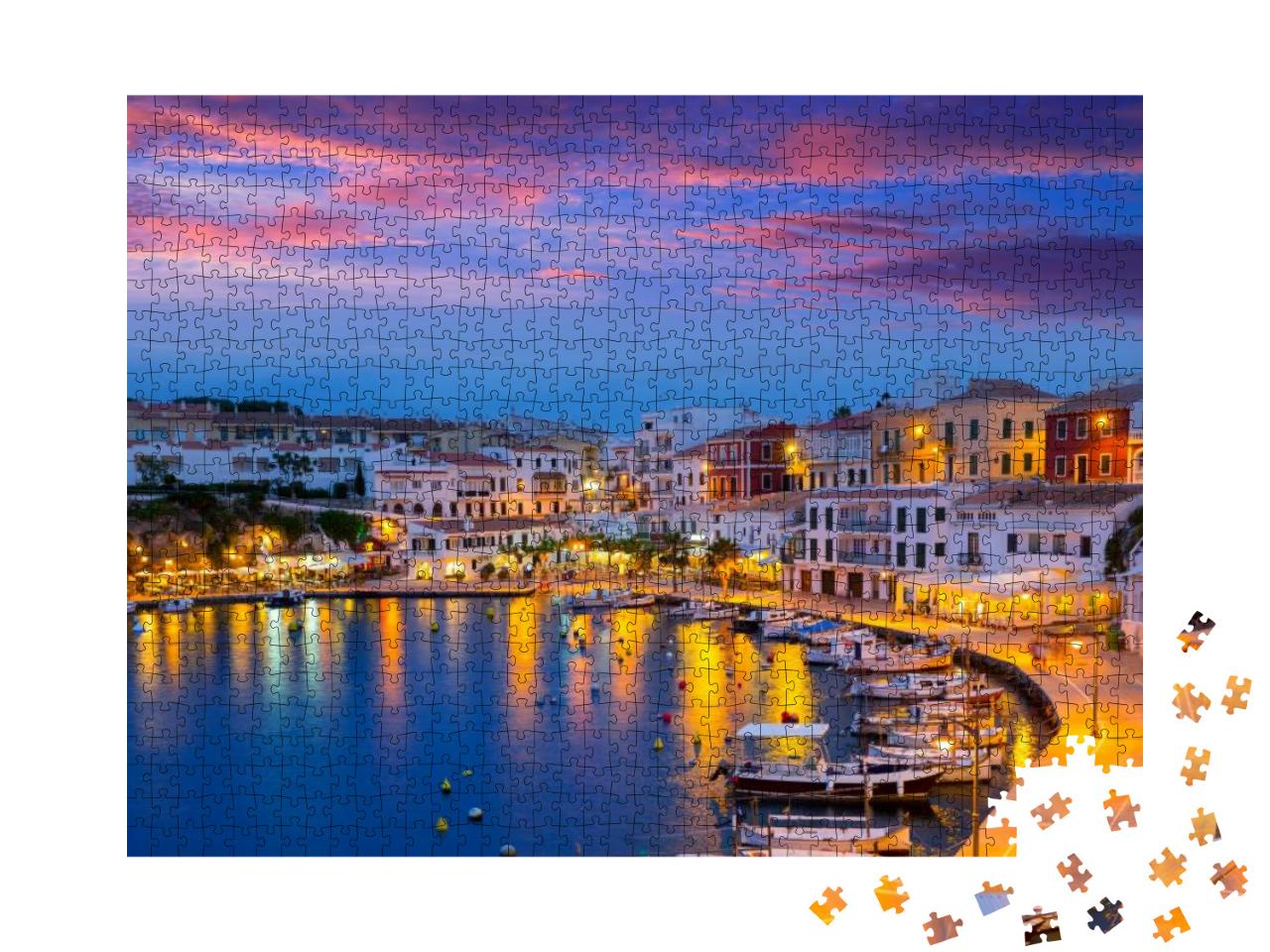Puzzle 1000 Teile „Sonnenuntergang über Mahon auf den Balearen“