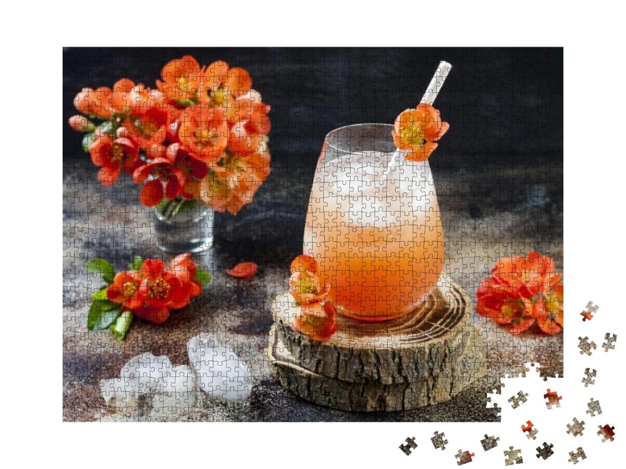 Puzzle 1000 Teile „Pfirsich-Cocktail, garniert mit Quittenblüten“