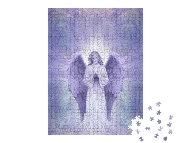 Puzzle 1000 Teile „Schutzengel mit einem blau lila Energiefeld“