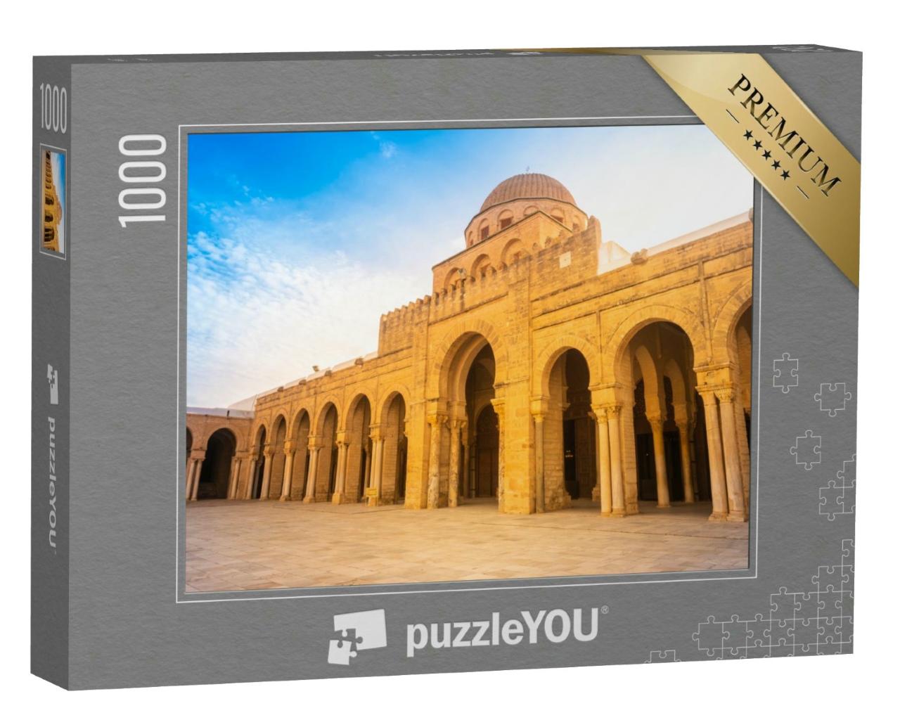 Puzzle 1000 Teile „Große Moschee von Kairouan, antikes Bauwerk in der Sahara, Tunesien“