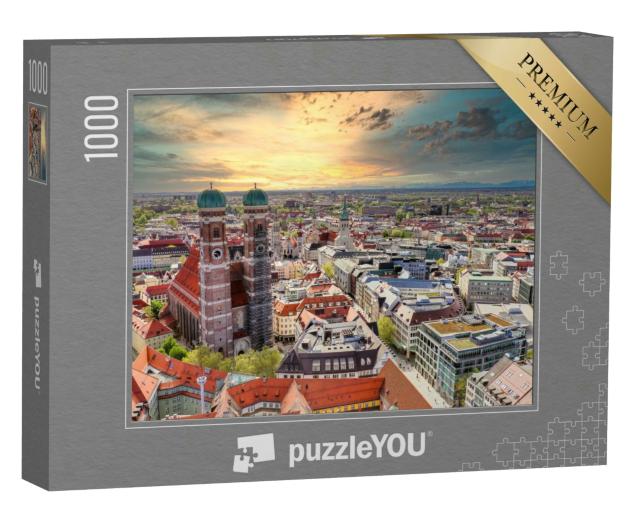 Puzzle 1000 Teile „München im Sonnenuntergang, Bayern, Deutschland“