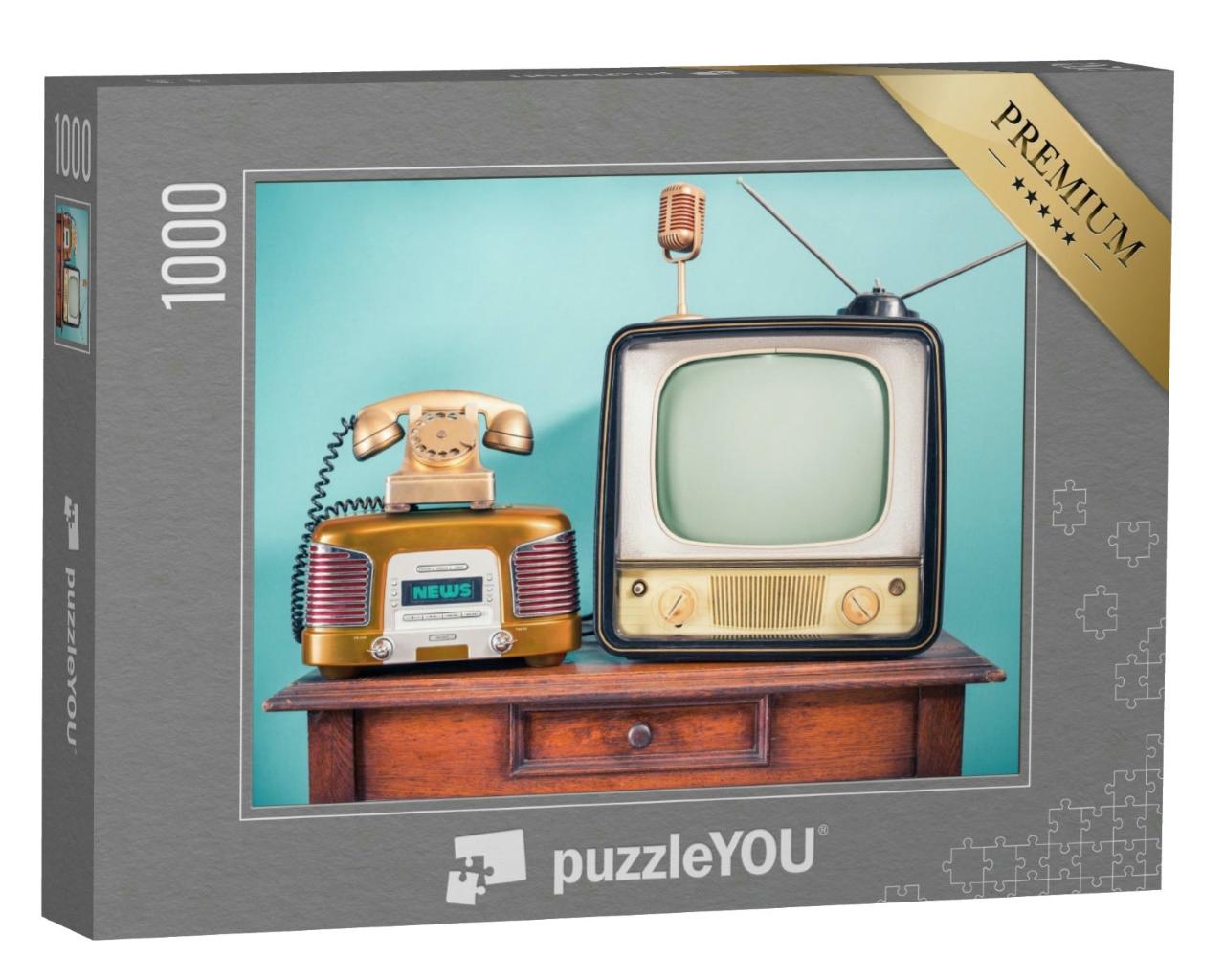 Puzzle 1000 Teile „Retro TV-Gerät und Radio aus den 60er Jahren“
