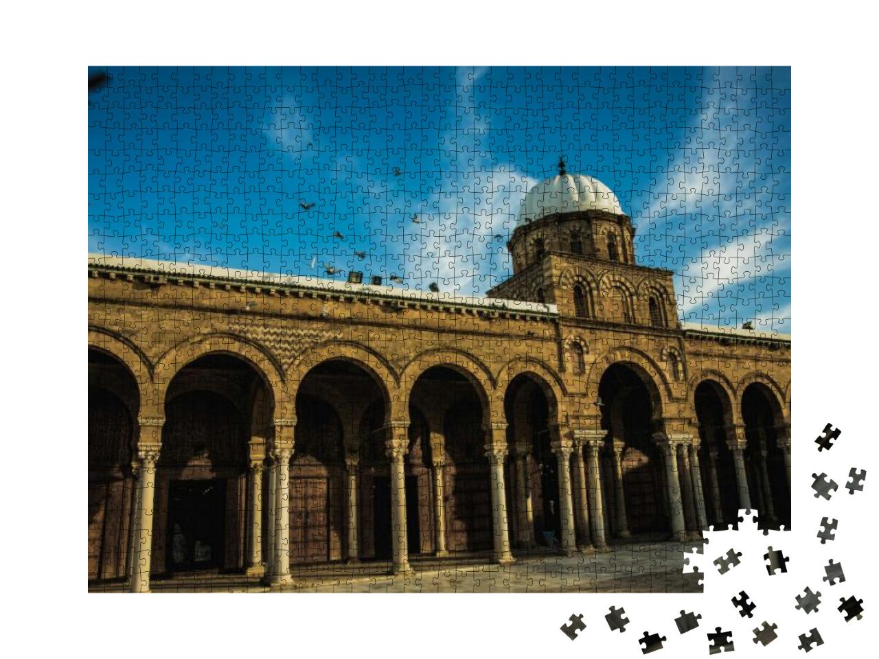 Puzzle 1000 Teile „Zaytuna-Moschee zur blauen Stunde, Tunis“