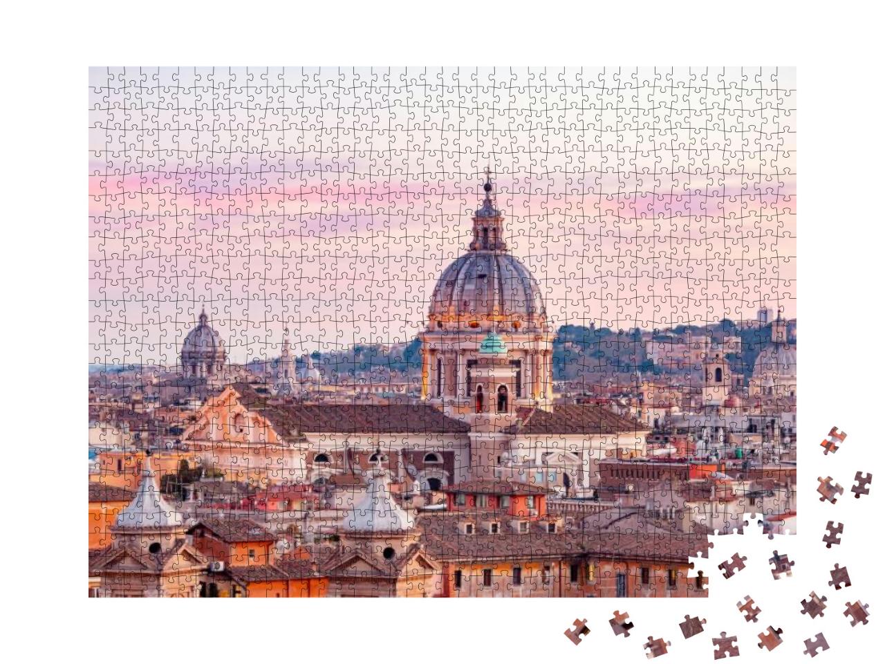 Puzzle 1000 Teile „Blick auf den Sonnenuntergang in Rom“