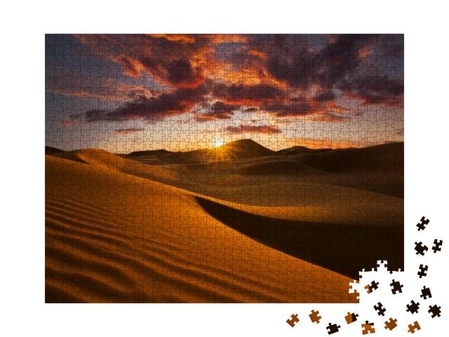 Puzzle 1000 Teile „Sanddünen in der Wüste Sahara “