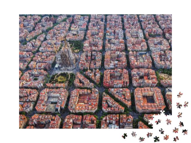 Puzzle 1000 Teile „Luftaufnahme von Barcelona mit der berühmten Sagrada Familia, Spanien“