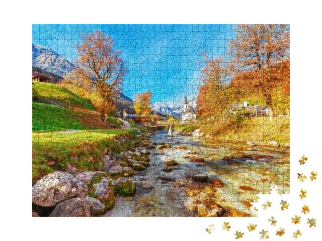 Puzzle 1000 Teile „Herbstlandschaft des Nationalparks Ramsau, Oberbayern, Deutschland“